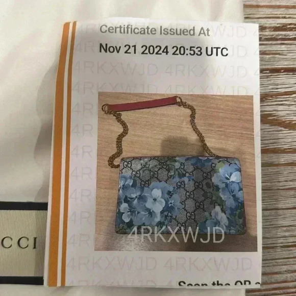 NWT Authentic Gucci Supreme Monogram Blooms Chain Wallet Blue - Picture 7 of 15